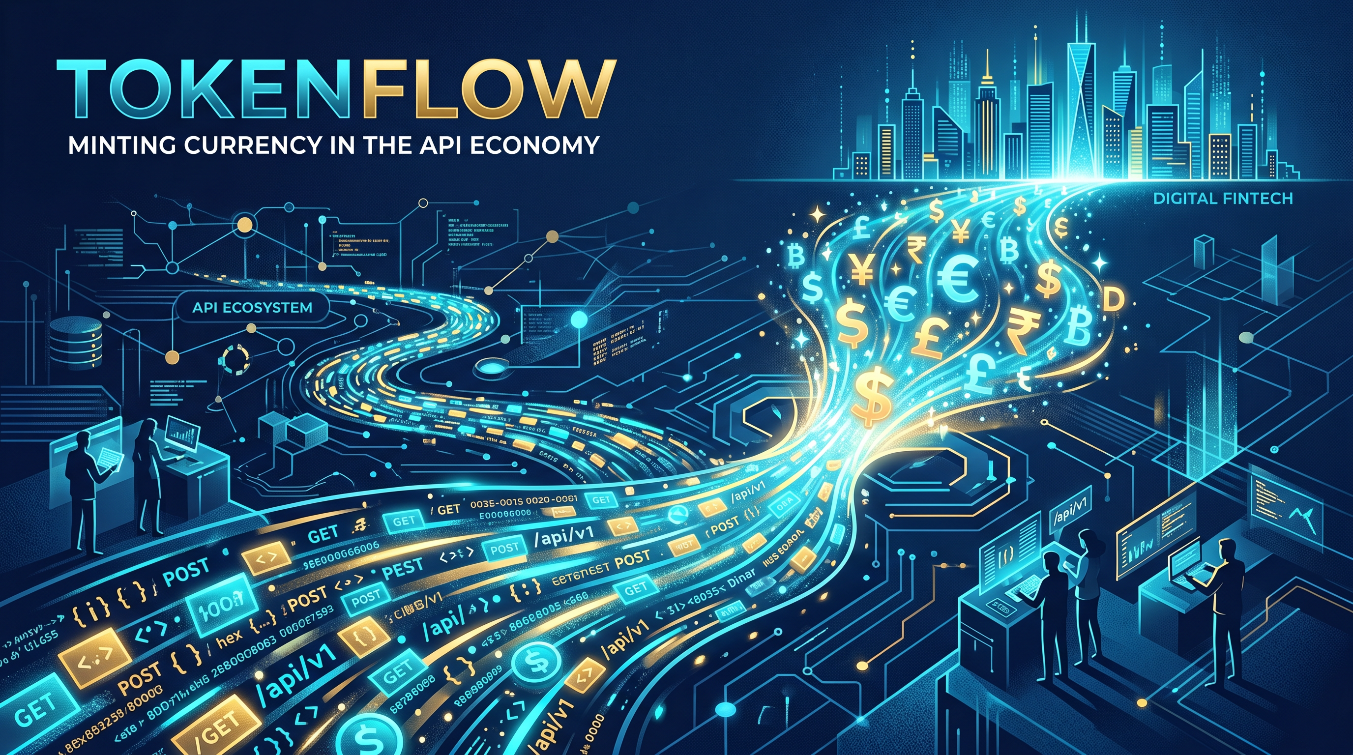 Illustration of API activity becoming billable digital value