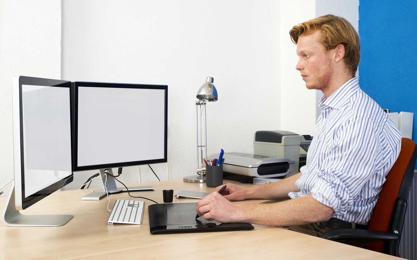 A support team assisting a customer