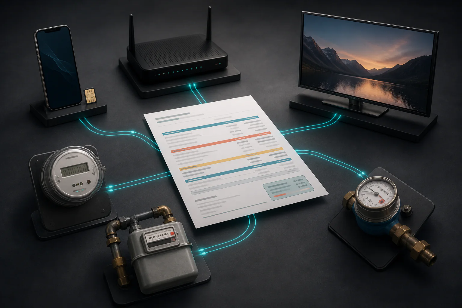 Mobile, broadband, entertainment and utility services connected to one consolidated bill